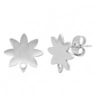Ohrringe / Ohrstecker aus Stainless Steel - Rostfreiem Stahl Blume mit Öse Silver