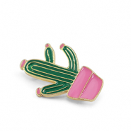 Broschen Kaktus Green-pink-gold