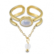 Ringe aus Stainless Steel - Rostfreiem Stahl mit Naturstein Gold-milky white