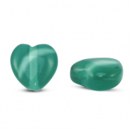 Glasperlen Cat's Eye Herz Dark green