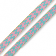 Schmuckband mit Text Wellenlinien Turquoise blue-pink