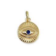 Brass TQ Metall Anh&auml;nger Zirkonia Nazar Auge Gold-dark blue