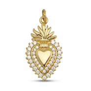 Brass TQ Metall Anh&auml;nger Zirkonia Herz Gold