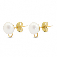 Stainless Steel - Rostfrei Stahl Schmuckzubehör Ohrringe / Ohrstecker Imitationsperle mit Öse 8mm Gold