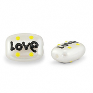 Acrylperlen "love" Pearl-black-yellow