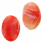 Halbedelstein Perlen oval Orange red opal