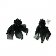 Trendy Ohrringe/Ohrstecker Chiffon Blume Black-gold