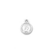 Metall Anhänger Rund mit Queen Elisabeth Silver