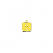 Stainless Steel - Rostfrei Stahl Anhänger Viereck mit Smiley Gold-yellow