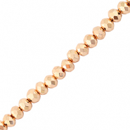 Top Glas Facett Perlen 4x3mm Rondellen Metallic rose gold