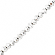 Top Glas Facett Perlen 4x3mm Rondellen Metallic silver