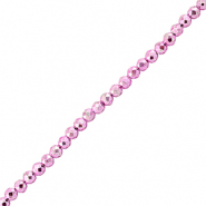Top Glas Facett Perlen 2mm Rund Metallic fuchsia pink