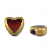 Glasperlen Herz Red transparent-gold