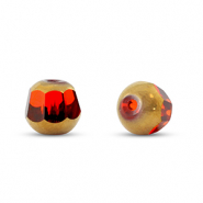 Glasperlen Rund Red transparent-gold