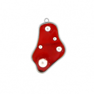 Resin Anhänger Irregular mit Perlen Silver-red-white