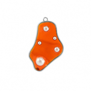 Resin Anhänger Irregular mit Perlen Silver-orange-white