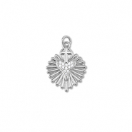 Brass TQ Metall Anhänger Hertz mit Kreuz Silver