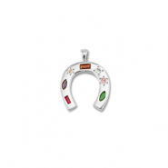 Brass TQ Metall Anhänger Hufeisen Silver