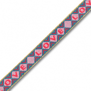 Schmuckband mit Text "Love" Turquoise blue-pink-red-gold
