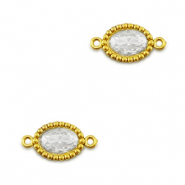 Stainless Steel - Rostfrei Stahl Zwischenst&uuml;cke Zirkonia Oval Gold-transparent