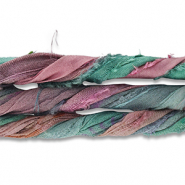 Sari-Seidenband Green-purple-pink