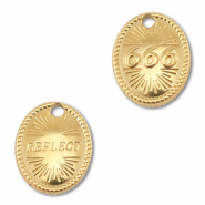 BY31® Stainless Steel - Rostfrei Stahl Anhänger Engelszahlen 666 / Reflect Gold