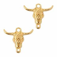 Metall Anhänger DQ Zwischenstück Büffelkopf Gold (Nickelfrei)
