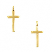 Metall Anhänger DQ Kreuz mit Öse Gold (Nickelfrei)