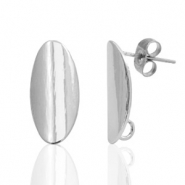 Metall Zubehör DQ Earpin oval 9x18mm Antik silber (nickelfrei)