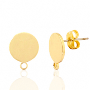 Metall Zubehör DQ Earpin rund 10mm mit Öse Gold (Nickelfrei)