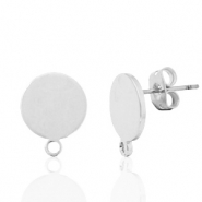 Metall Zubehör DQ Earpin rund 10mm mit Öse Antik silber (Nickelfrei)