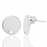 Metall Zubehör DQ Earpin rund 12mm Antik silber (Nickelfrei)