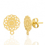 Ohrringe aus Stainless Steel - Rostfreiem Stahl Ohrstecker Blume mit Öse Gold