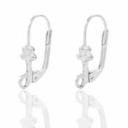 Metall Zubehör DQ Ohrhänger verschliessbar Blume Antik silber (Nickelfrei)