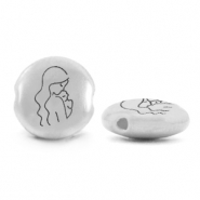 Metall Perlen DQ Mutter Antik silber (Nickelfrei)