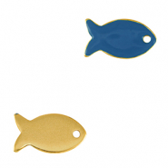 Metall Anh&auml;nger DQ Fisch Gold-cerulean blue (nikkelvrij)
