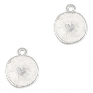 Metall Anh&auml;nger DQ Herz Antik silber-pearl white (nikkelvrij)