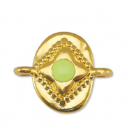 Metall Anh&auml;nger DQ Zwischenst&uuml;ck oval Lime Yellow-Gold (Nickelfrei)