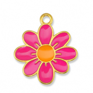 Metall Anh&auml;nger DQ Blume Fuchsia-Orange-Gold (Nickelfrei)
