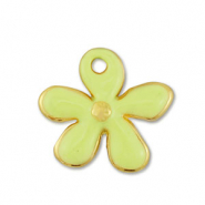 Metall Anh&auml;nger DQ Blume Gold-lime yellow (Nickelfrei)
