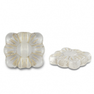 Acrylperlen Rechteck mit Blume Transparent-gold