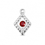BY31&reg; Stainless Steel - Rostfrei Stahl Anh&auml;nger Rhombus Silver-ruby red