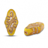 B&ouml;hmische Perlen Arabesque 19x9mm Transparent ochre-silver