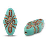 B&ouml;hmische Perlen Arabesque 19x9mm Turquoise green-copper