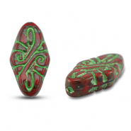 B&ouml;hmische Perlen Arabesque 19x9mm Red-green