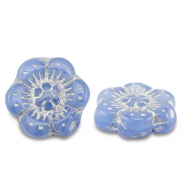 B&ouml;hmische Perlen Boho Flower 14mm Blue-silver
