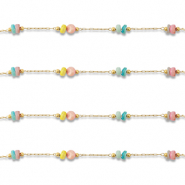 Stainless Steel - Rostfrei Stahl Schmuckzubeh&ouml;r Gliederkette Disc Gold-multicolour