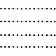 Stainless Steel - Rostfrei Stahl Schmuckzubeh&ouml;r Gliederkette Rund Silver-dark blue