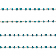 Stainless Steel - Rostfrei Stahl Schmuckzubeh&ouml;r Gliederkette Rund Gold-turquoise blue