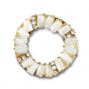Top Facett Anhänger Rund White AB-white transparent AB-gold